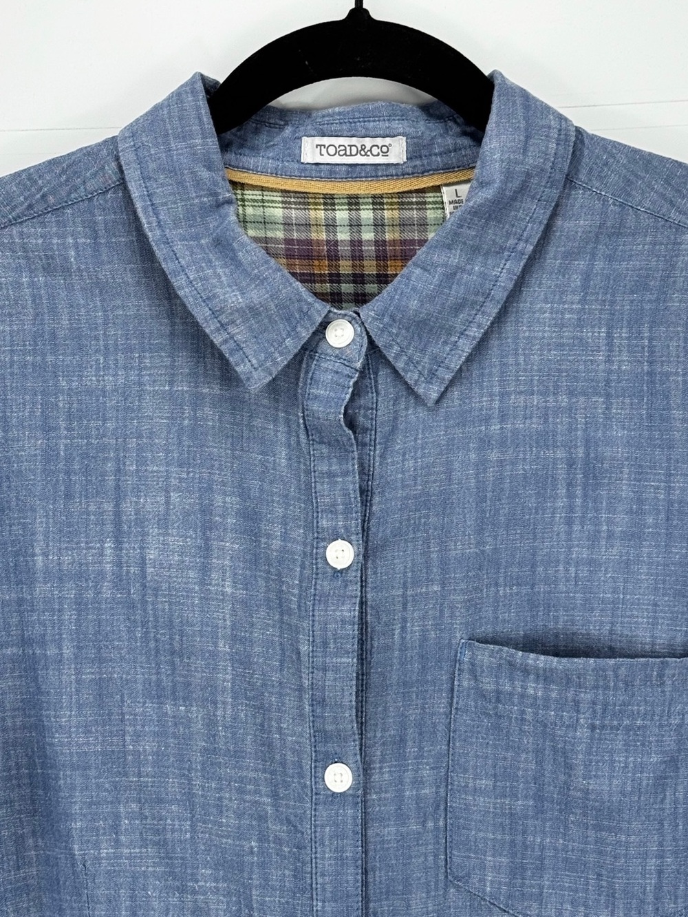 Chambray Blue Denim Button-Front Shirt Dress - Picture 4 of 16